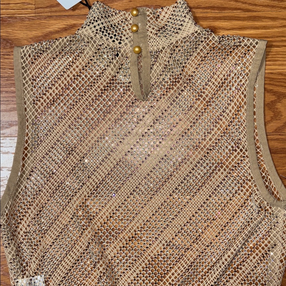 AKIRA Rhinestone Mesh Sleeveless Top - Picture 5 of 5